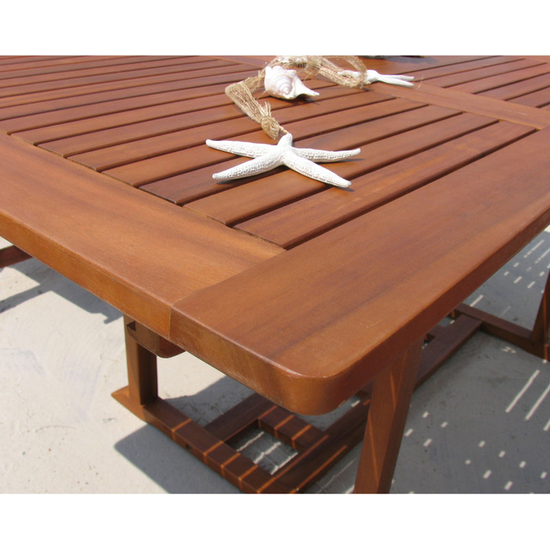 Mcconkey Rectangular Acacia Extendable Outdoor Dining Table With Umbrella Hole , cm W cm D, 180 - 240cm L x 110cm W