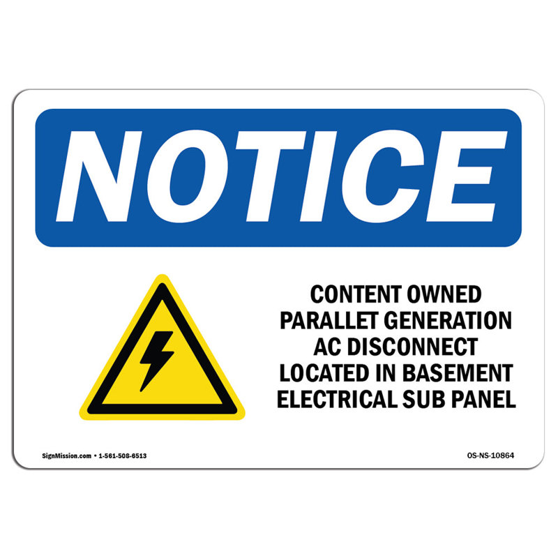 Customer Owned Parallel Generation Sign