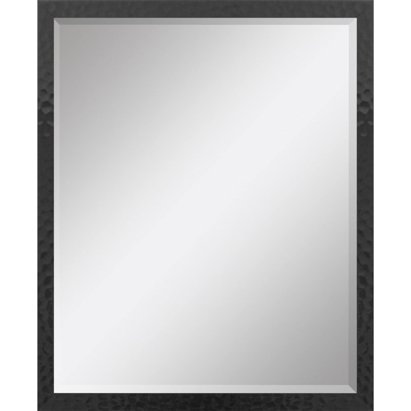 30" Black Hammered Geometric Finish Framed Accent Mirror