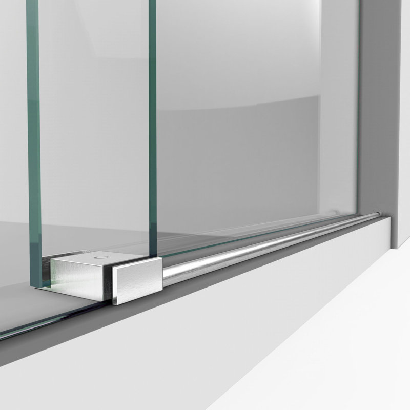 Enigma-XO Single 60.37" W x 32.5" D x 76" H Frameless Rectangle Shower Enclosure, Brushed Stainless Steel
