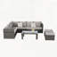 All Weather Outdoor Sofa Conversation Set with Glass Table and Cushions-1258170396