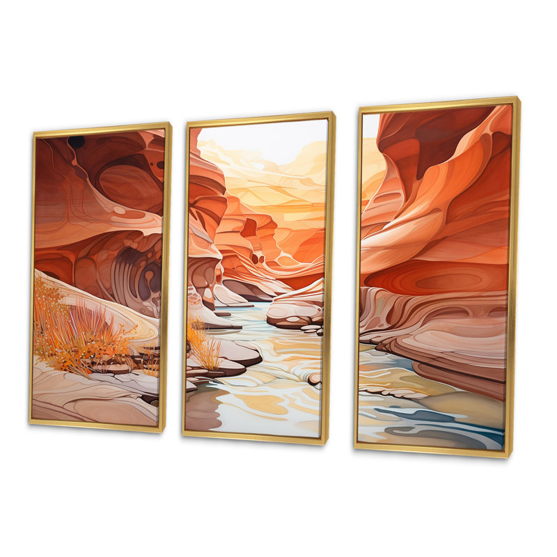 Ensemble de salon Canyon Antelope, Cadre flottant doré, H 32 po x l 48 po x P 1 po