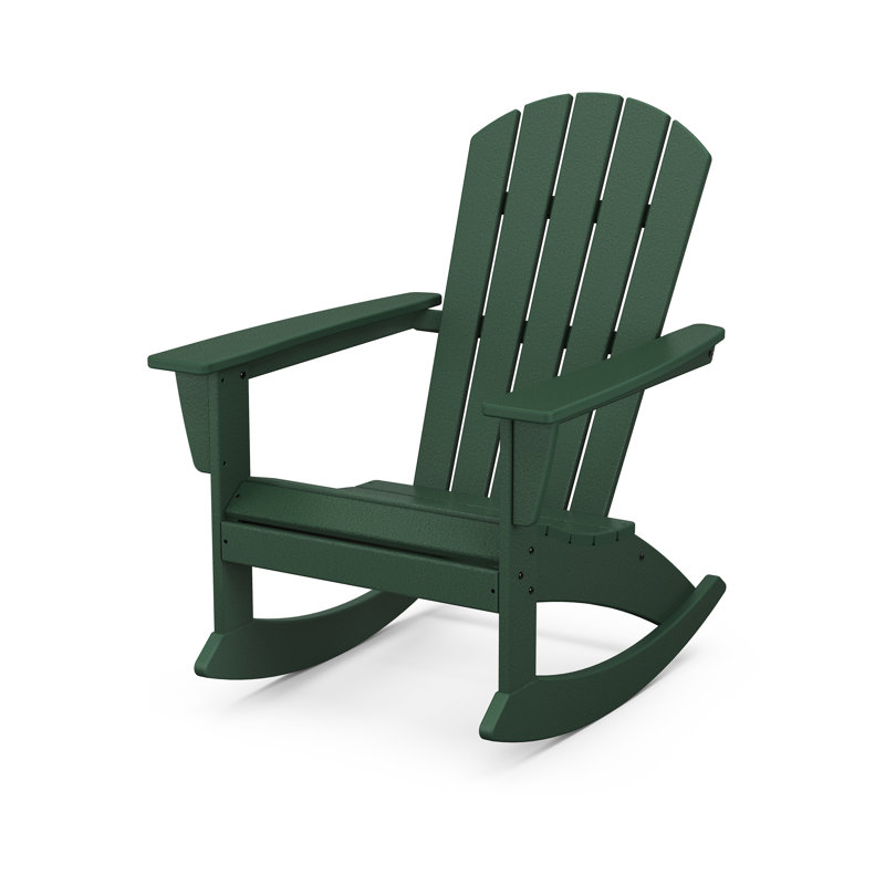 POLYWOOD Nautical Adirondack Rocking Chair, Green