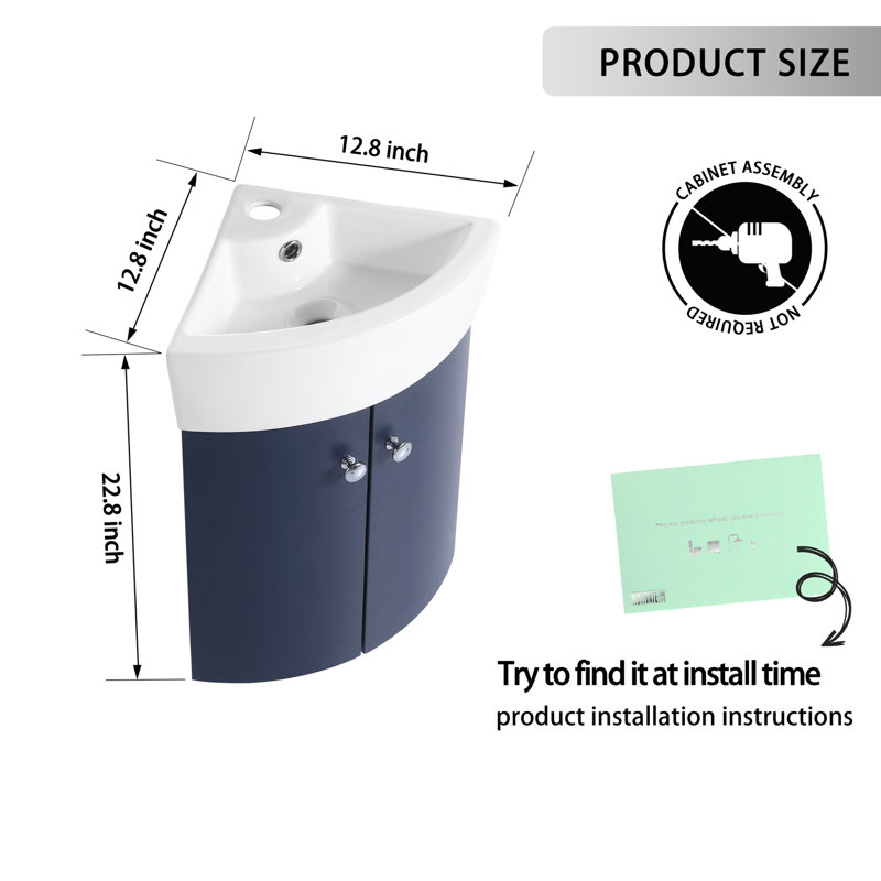 12.84'' Single Bathroom Vanity with Ceramic Top