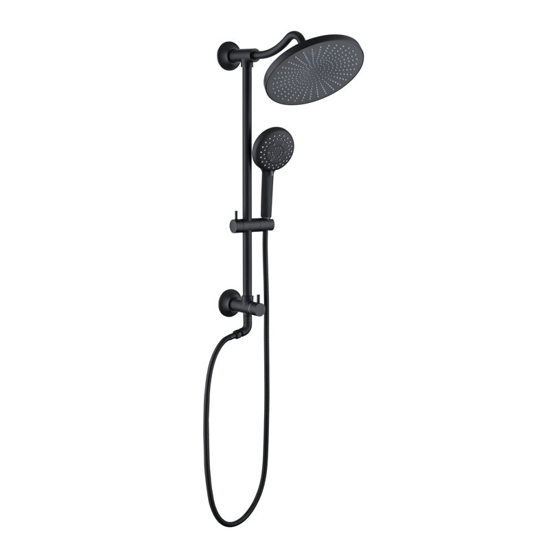 Modern Wall Mount Shower System with Rain Shower Head and Handheld Shower, Dual Function Bathroom Shower Set
