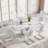  63'' Wooden Dining Table Set, Rectangle Gray Dining Table Set for 4/6 with Leather Chairs-755028153-755028158