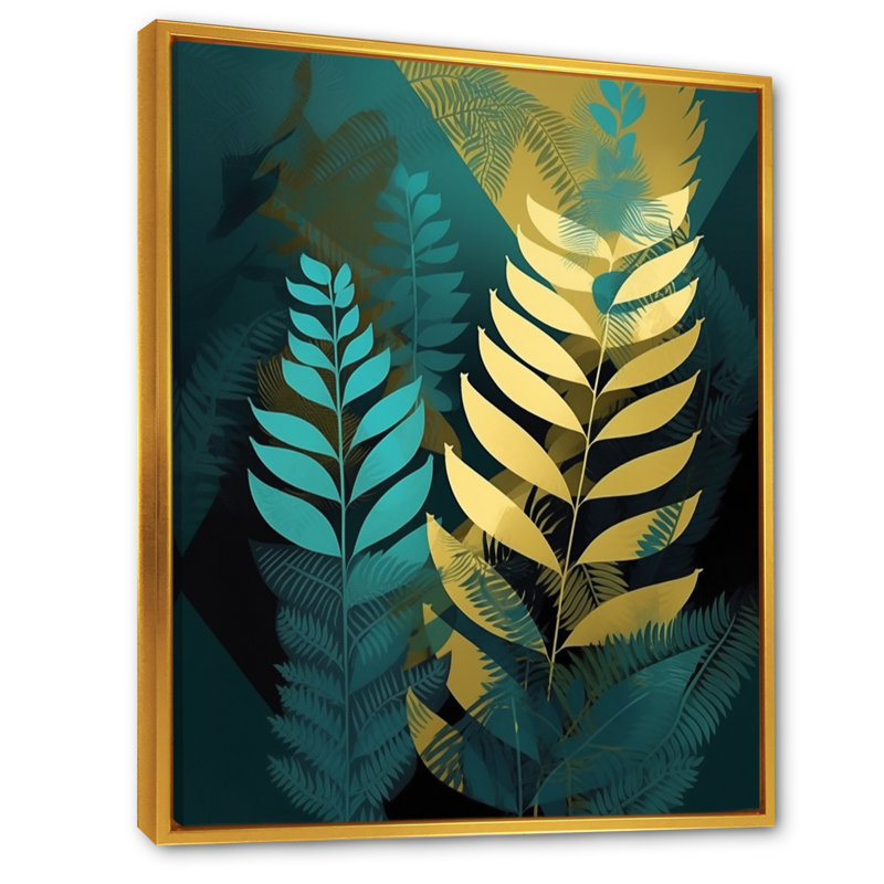 Nathen Harmonious Ferns III - Imprimé, H 32 po x l 16 po x P 1 po, Cadre flottant doré