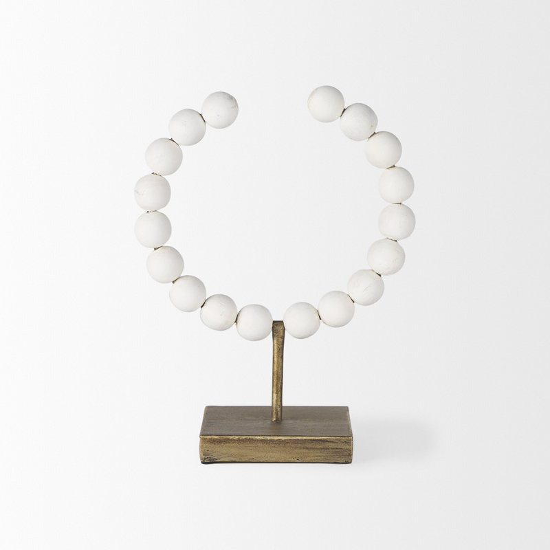 Sculpture Shira, H 11,6 po x l 9,4 po x P 4,5 po, Blanc / Doré