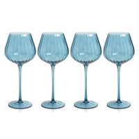 Sesto Optic Swirl White Wine Glasses, Set of 4 (Set of 4) Color: Blue