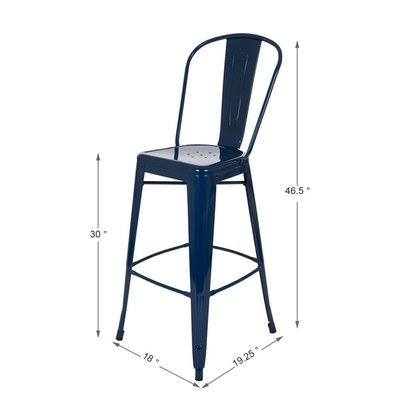 Counter Stool with Metal Frame, Navy Blue
