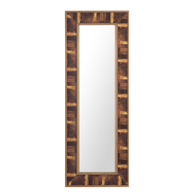 Jerrod Flat Wall Mirror, Dark Wood