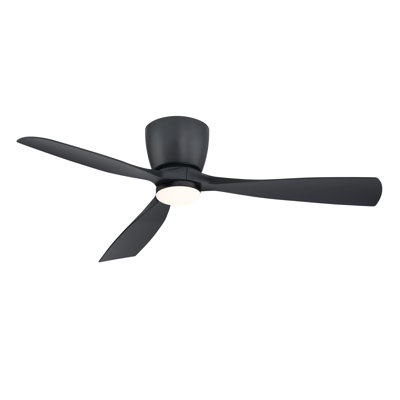  Klinch 52 inch Indoor/Outdoor Flush Mount Ceiling Fan with LED Light Kit and Remote Control - Black