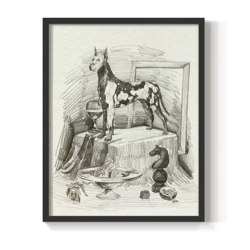 A Gentleman VI, reproduction encadrée - bois massif, Noir, noir, noir, noir, H 15 po x l 12 po