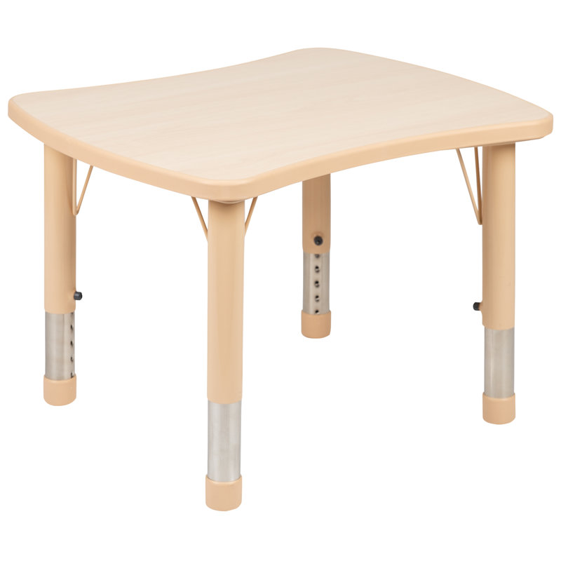 Goddard 21.875"W x 26.625"L Rectangle Plastic Activity Table Set with 2 Chairs, Natural