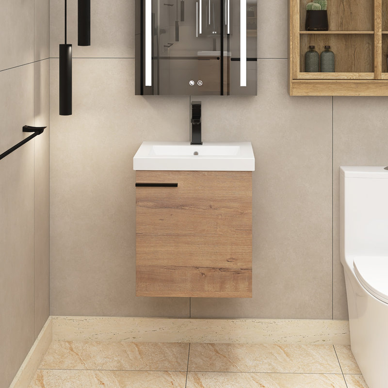 Leathan 18'' Single Bathroom Vanity with Ceramic Top