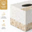 Boîte à mouchoirs en forme de coquillage, porte-mouchoirs décoratifs, boîte à mouchoirs carrée à carreaux faite main, avec fond coulissant, style bohème côtier, idéale pour Kleenex, salle de bain, table basse, blanc et or