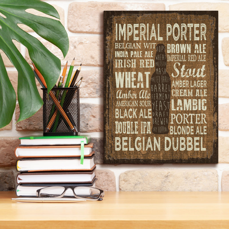 «Craft Beer Sign 3» par Erin Clark, art mural sur toile, H 16 po x l 12 po x P 0,75 po