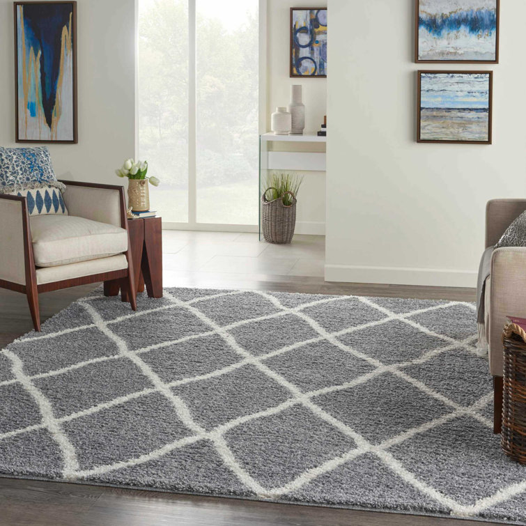 Custom Aaleigha Geometric Shag Gray Area Rug