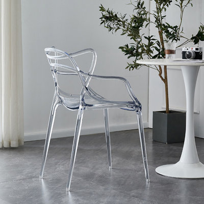 Clear Solid back Arm Chair(Set of 2)