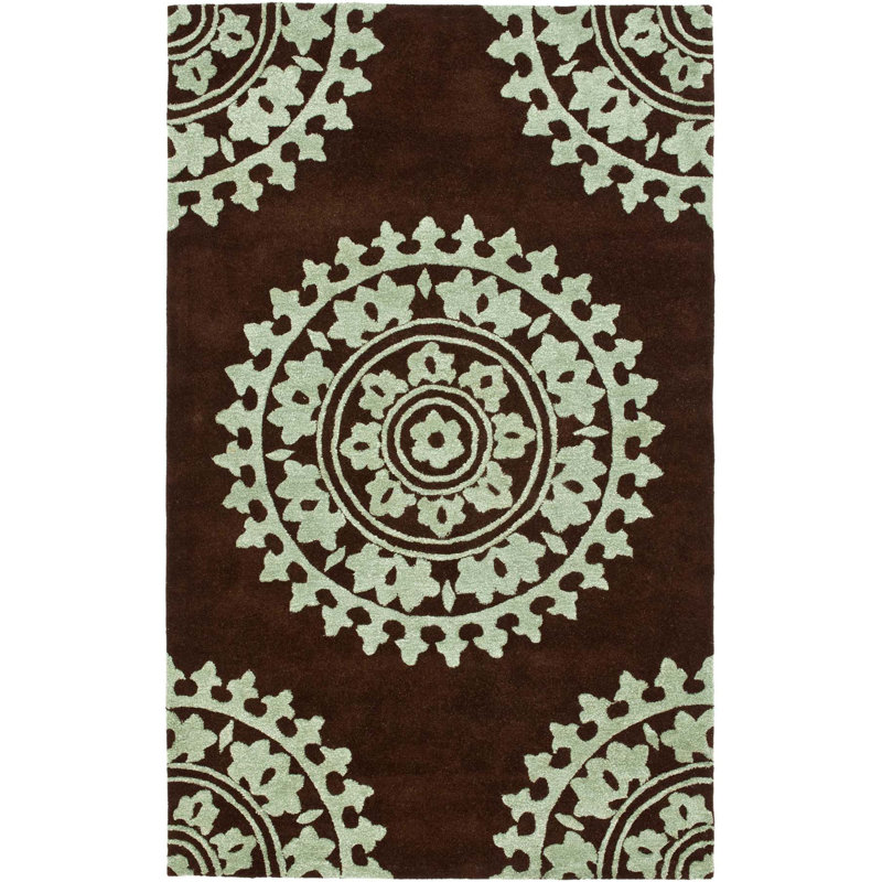 Candelo Hand Tufted Wool & Viscose Pile Floral Rug, Rectangle 3'6" x 5'6"