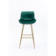 Tabouret de bar 30 pouces en velours de 2 avec repose-pieds et pieds dorés, tabouret haut simple 2 places, repose-pieds, siège