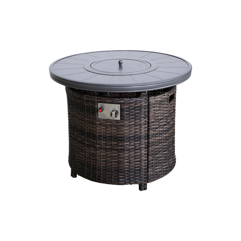 Table de foyer d'extérieur en aluminium avec couvercle, 55 000 sorties, réservoir de carburant caché, 25 po x 32 32 po 25 po, antirouille, flamme réglable