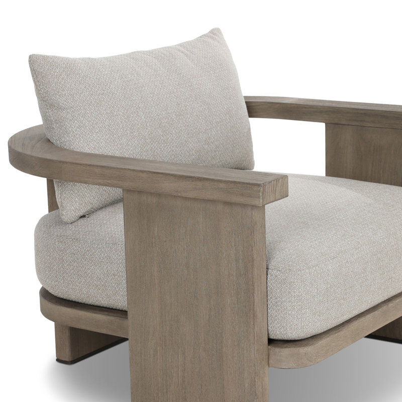 Tahana Outdoor Teak Lounge Chair, Hayes Fog, Stained Aged Gray