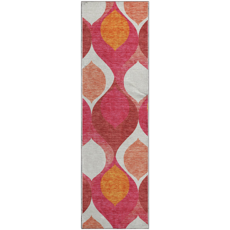 Premium Machine Washable Lisse Pink Rug, Runner 2' 3" x 7' 6"