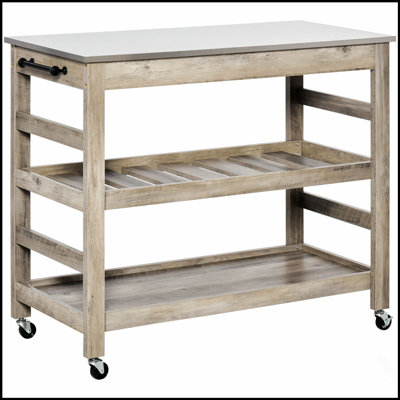 Versatile Rolling Kitchen Cart with Stainless Steel Countertop, Ample Storage, and Wine Racks for Modern Kitchens
