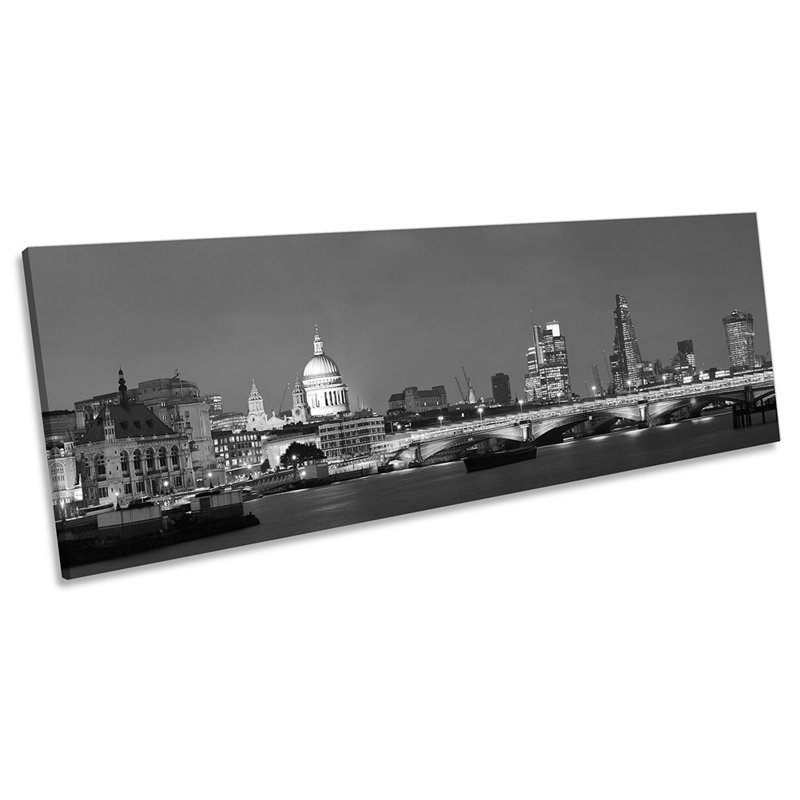 London Skyline City B&W - Wrapped Canvas Panoramic Art Prints, 60.96cm H x 182.88cm W