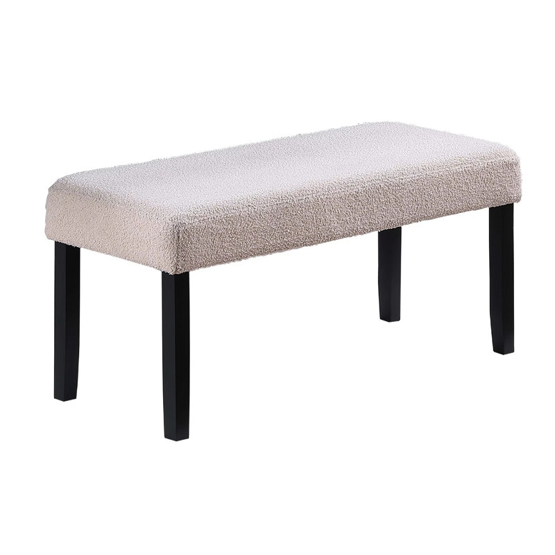 Arun Dining Bench, Beige Fabric, Black, 41 Inch Foam Seat, Beige