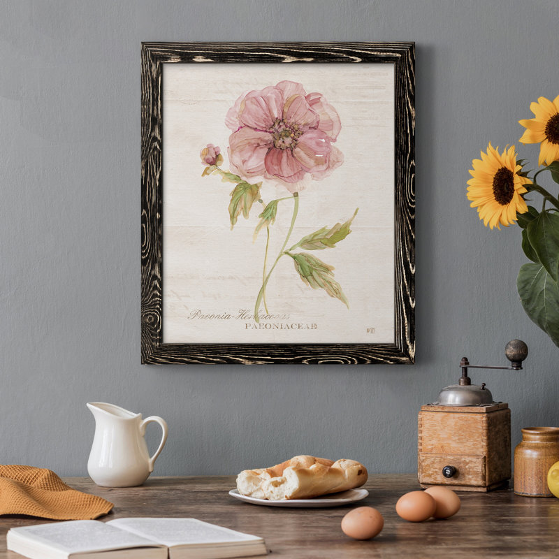 Soft Peony - peinture sur toile encadrée, H 44 po x l 31 po x P 1 po, Noir