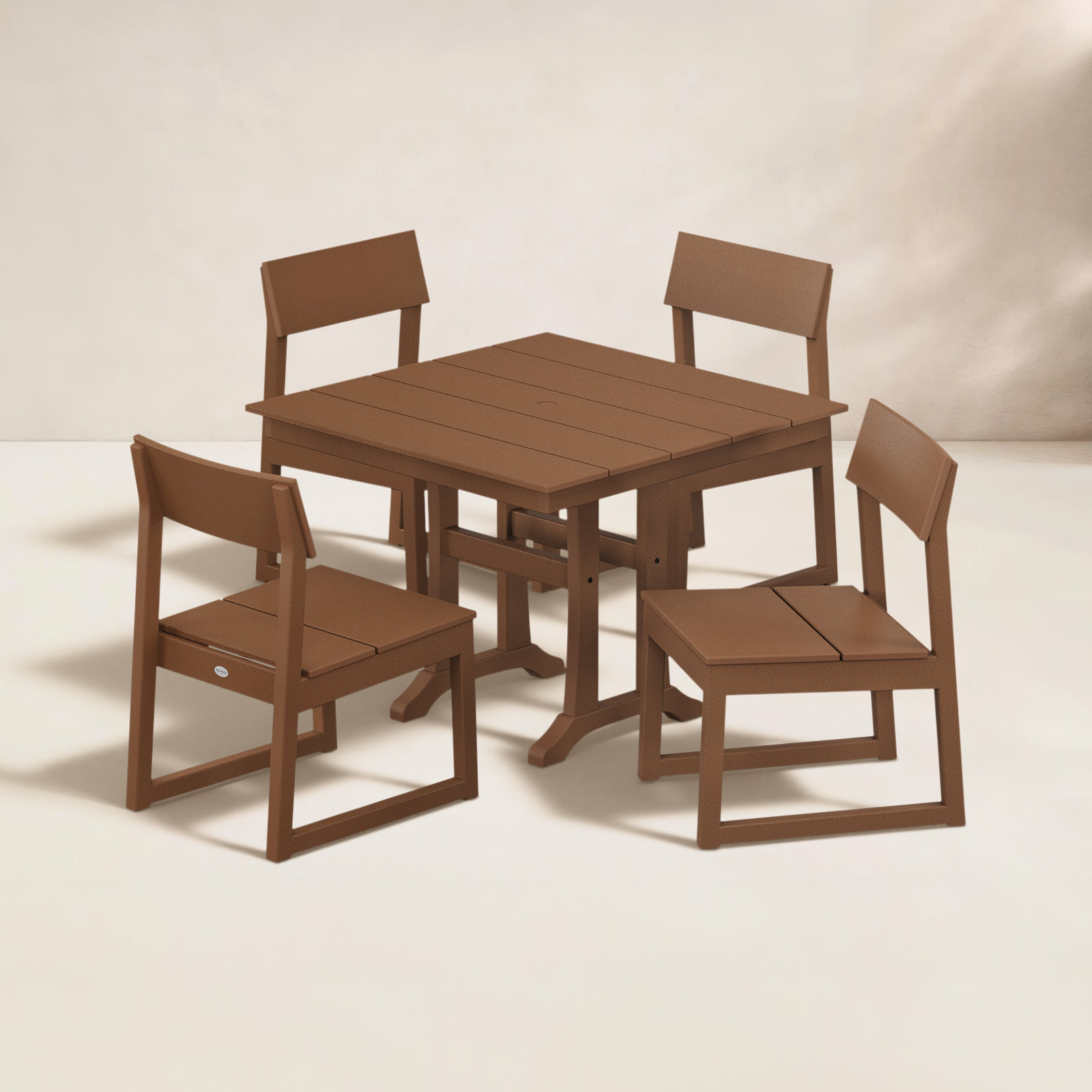 POLYWOOD® Edge 38" Patio Dining Set, Teak