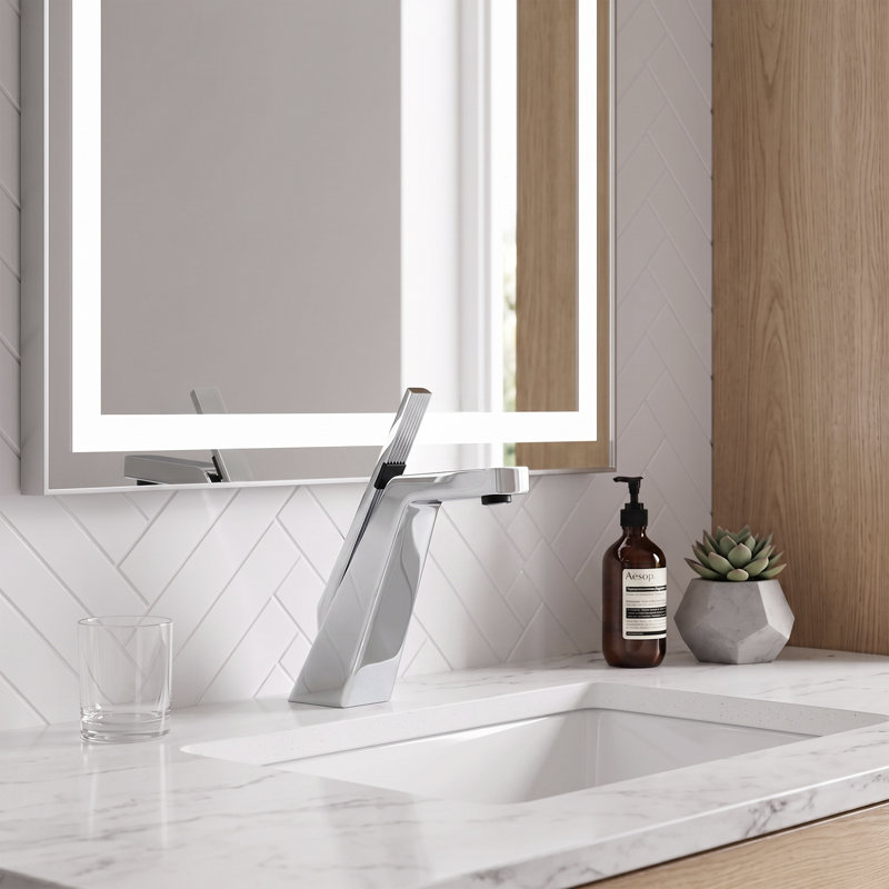 Robinet de lavabo de salle de bain monotrou monocommande en laiton massif, Chrome