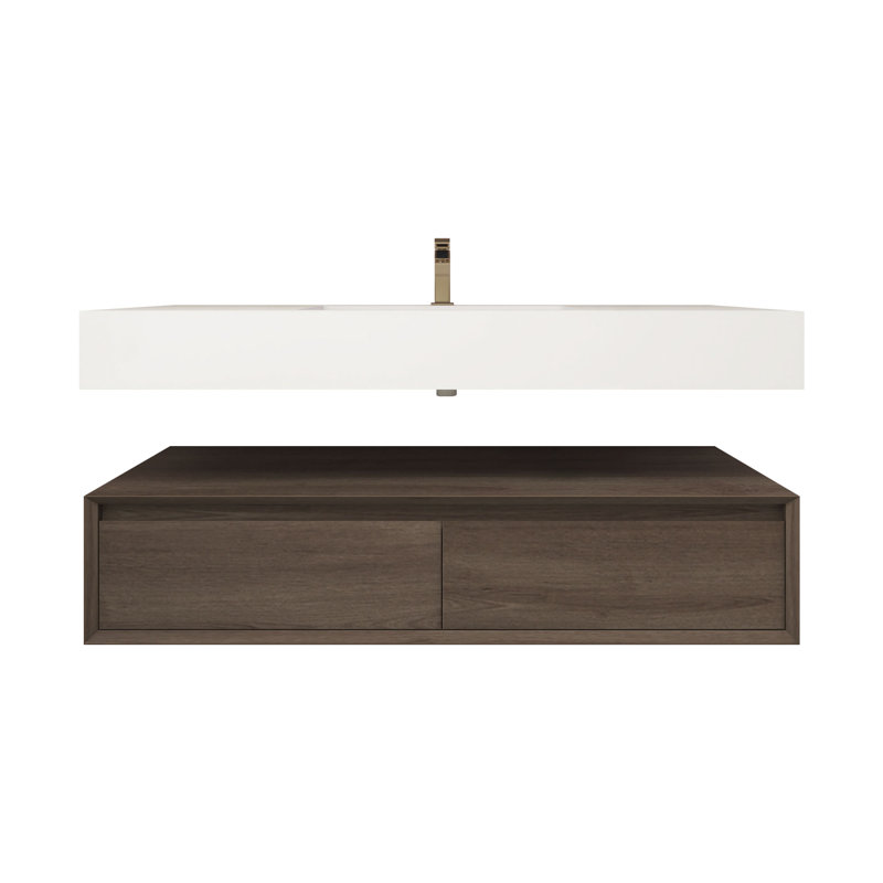 Alysa 48" Wall-Mounted Single Bathroom Vanity Set, Red  Oak