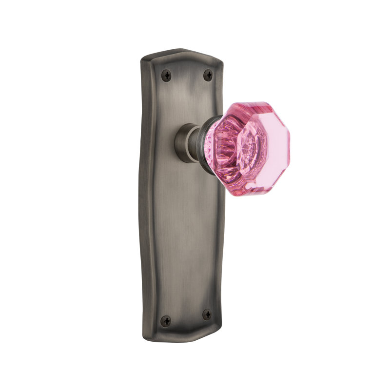 Plaque Prairie avec bouton de porte rose Waldorf, 2 3/4 po, Étain antique