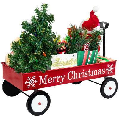 Décoration de joyeux Noël en forme de chariot de Noël lumineux et musical - 20 po