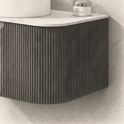 Armoire murale 24 po, avec comptoir et tiroir en marbre artificiel, sans lavabo, sans robinet