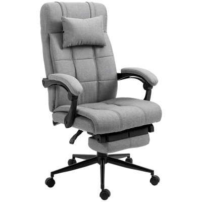 Vinsetto Executive Linen-Feel Fabric Office Chair High Back Swivel Task Chair With Adjustable Height Upholstered Retractable Footrest -  Latitude RunÂ®, A2466E29BA854DE182801316738ECB2A