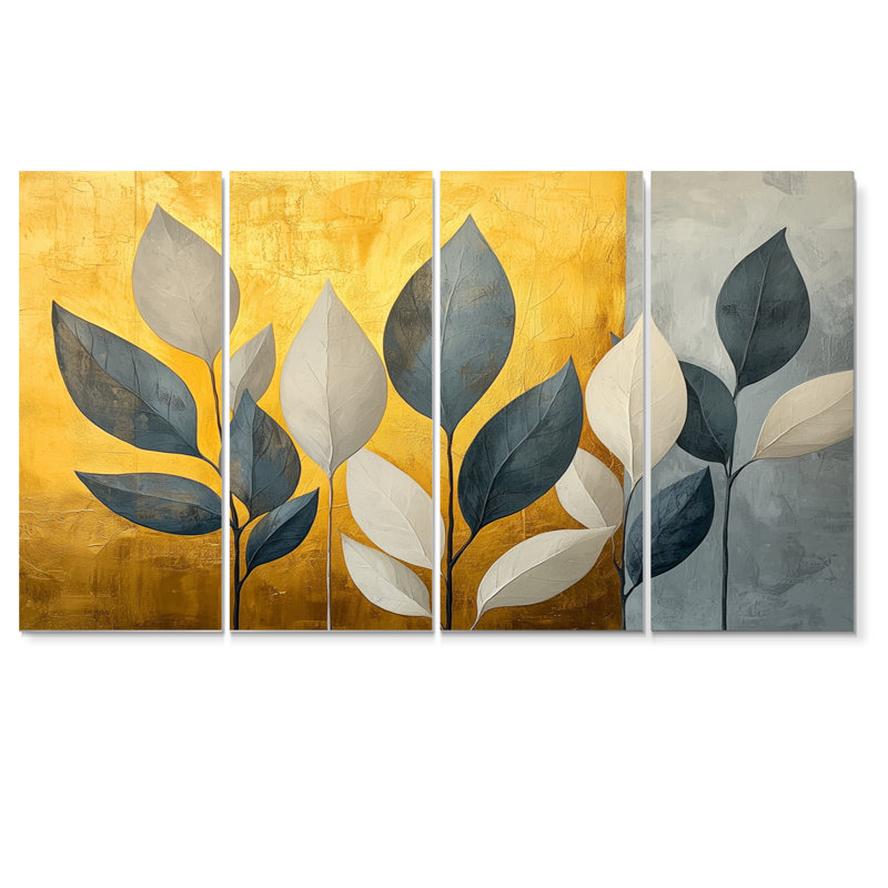 Gold Simplicity Herbs Pure Form - Art mural herbes florales - Art mural traditionnel, 4, H 28 po x l 48 po
