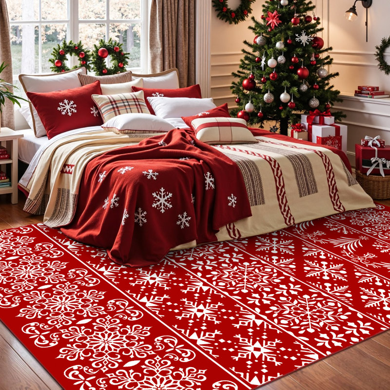 Kikumi Christmas Decorative Washable Area Rug With Non-Slip Backing, Rectangle 6' x 9'