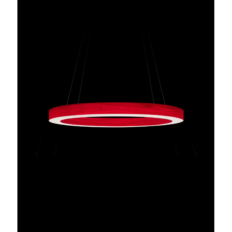 Oh! Line 1 - Light LED Chandelier, Matte Black, Natural Cherry, 2" H x 23.6" W x 23.6" D