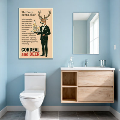 Fashion Deer In Suit Holding Cocktail Tray