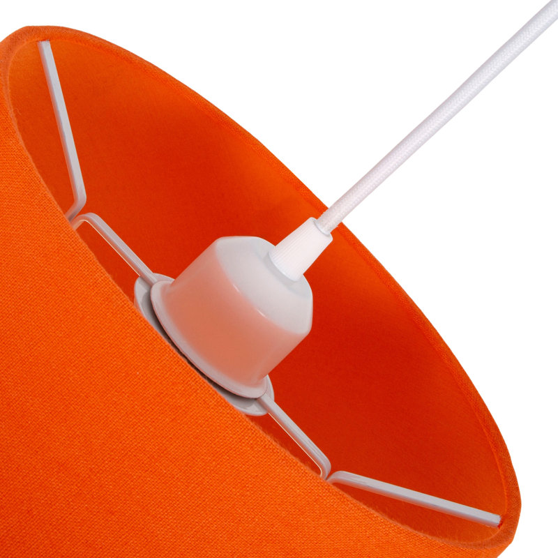 Traditional Linen Fabric Drum Shade for Pendant & Lampshade, 12.5cm H x 20cm W x 20cm D, Orange
