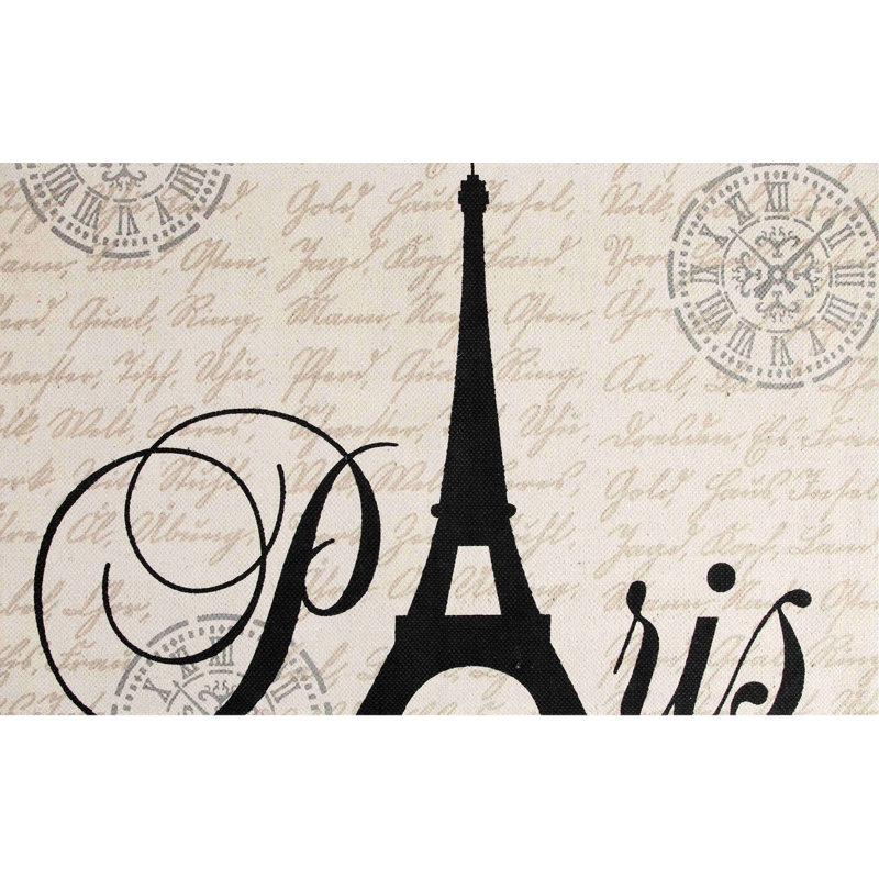 Tapis beige / noir en coton tissé à la main Mota Eiffel, Rectangle 2 pi x 3 pi