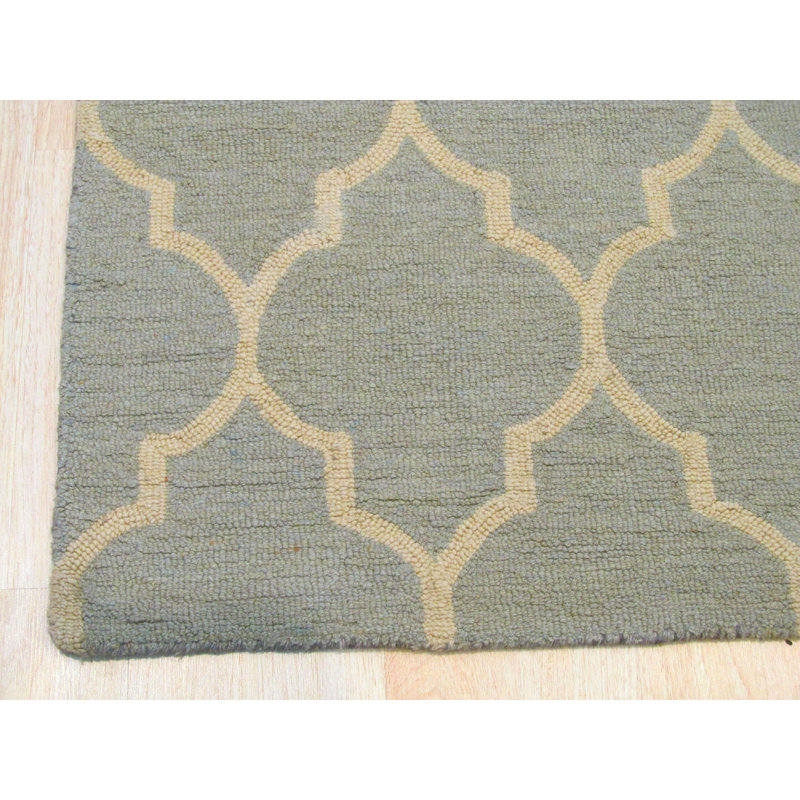 Hand Tufted Wool Area Rug, Light Green