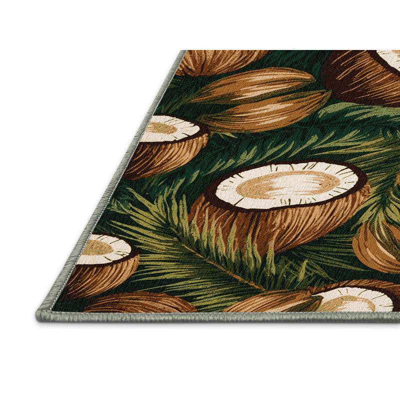  Washable Coconut Fruits Area Rug, Rectangle 8 pi x 12 pi