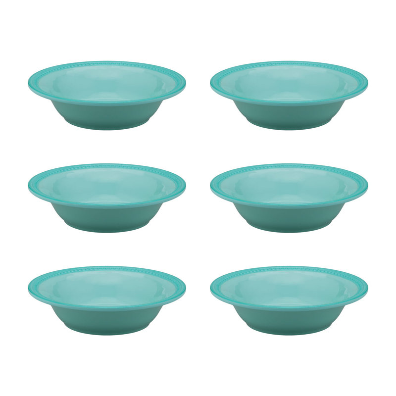 6-Piece Beaded 8 1/4" Melamine Bowl, Blue
