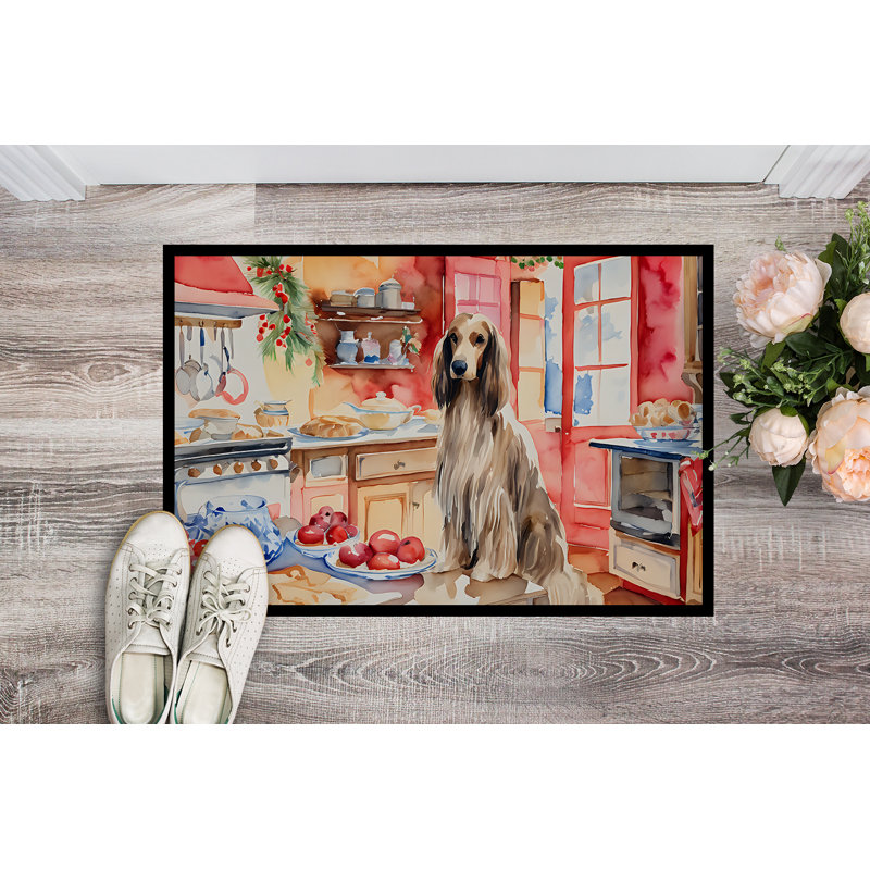 Paillasson afghan Hound Christmas Cookies DAC3706, L 18 po x L 27 po