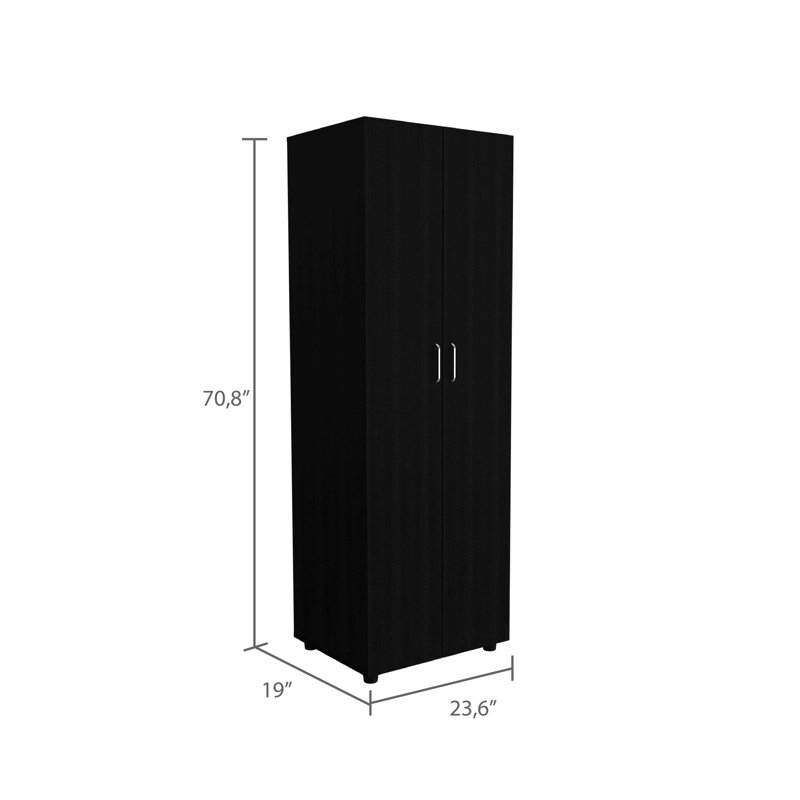 Ensemble de chambre à coucher 3 pièces, armoire + 2 tables de chevet, noir